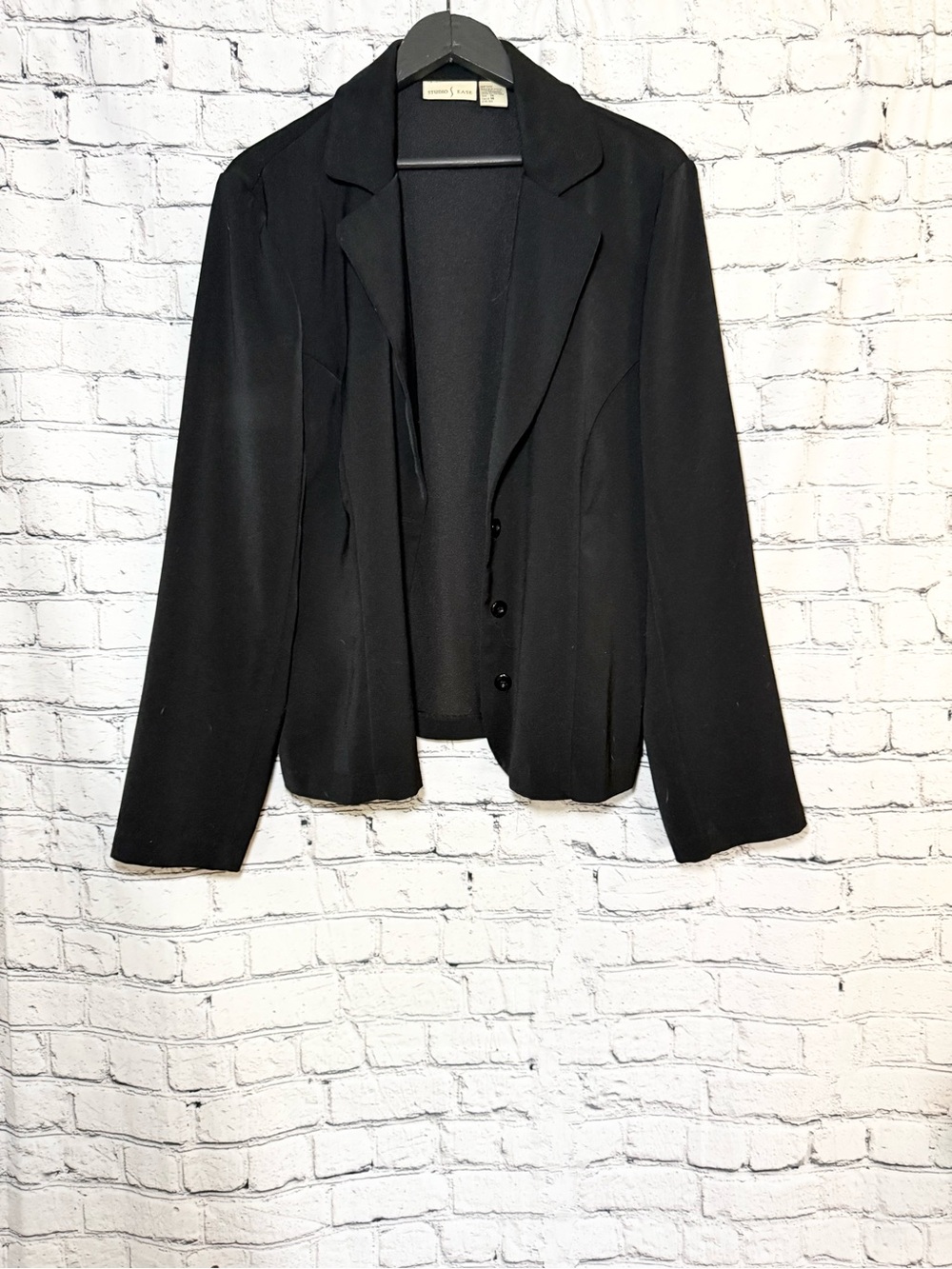 STUDIO EASE.  Black Women's Blazer Jacket - Classic Tailored Coat. SIZE 14